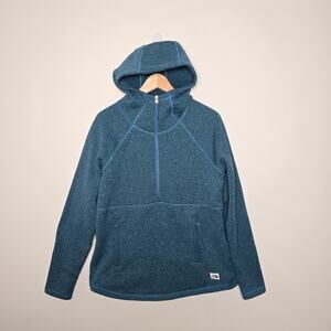 The North Face Crescent Hooded Pullover Women Size Medium 1/4 Zip Heathered Blue
